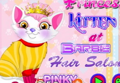 Игры Котенок принцессы в парикмахерской у Барби