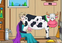 Игра Эльза доение коровы