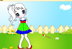 Игра Раскраска девочка на лужайке